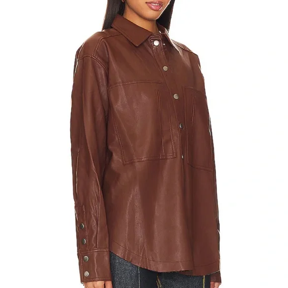Free People Easy Rider Faux Leather Shacket NWOT M - Picture 2 of 11